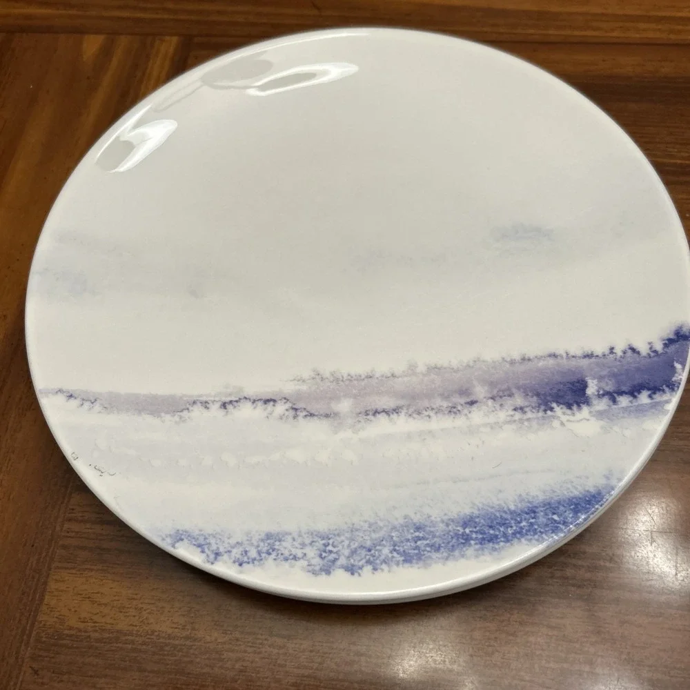 Lot 2 Lenox‎ Purple Blue Watercolor Horizons Print 9.5 Inches Plate Amethyst